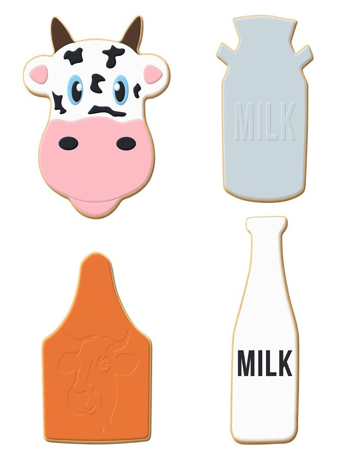 Foose Dairy Farm Cow Cookie Cutter 4 Pc Set - Cow Face, Milk Bottle, Ear Tag, Milk Jug Cookie Cutters and Cookie Recipe Card Hand Made in the USA from Tin Plated Steel - Image 2