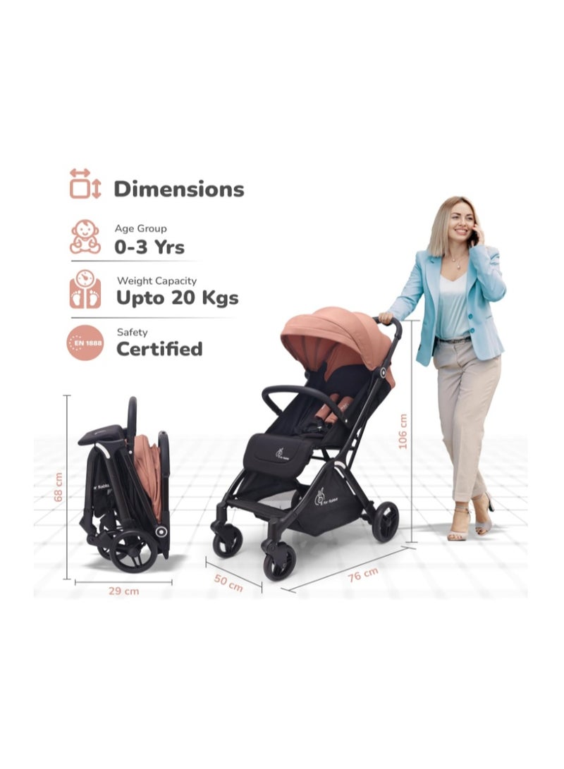 R for Rabbit Street Smart Auto Fold Stylish Newborn Baby Stroller| Aluminum Frame Pram with One Click Fold |Travel Friendly Cabin Trolley Stroller for 0-3 Years for Boy & Girl - Image 2