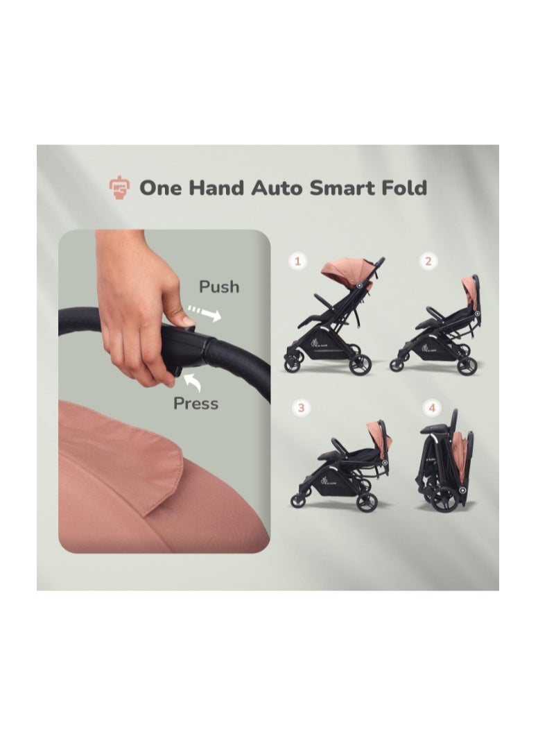 R for Rabbit Street Smart Auto Fold Stylish Newborn Baby Stroller| Aluminum Frame Pram with One Click Fold |Travel Friendly Cabin Trolley Stroller for 0-3 Years for Boy & Girl - Image 3