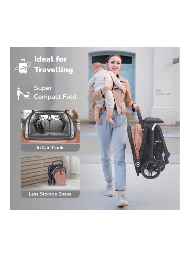 R for Rabbit Street Smart Auto Fold Stylish Newborn Baby Stroller| Aluminum Frame Pram with One Click Fold |Travel Friendly Cabin Trolley Stroller for 0-3 Years for Boy & Girl - Image 4