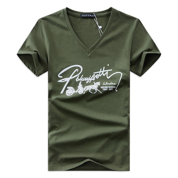 2022 summer new men's short sleeve T-shirt V-neck T-shirt half sleeve slim fit T-shirt factory direct wholesale Taobao agent - Image 1