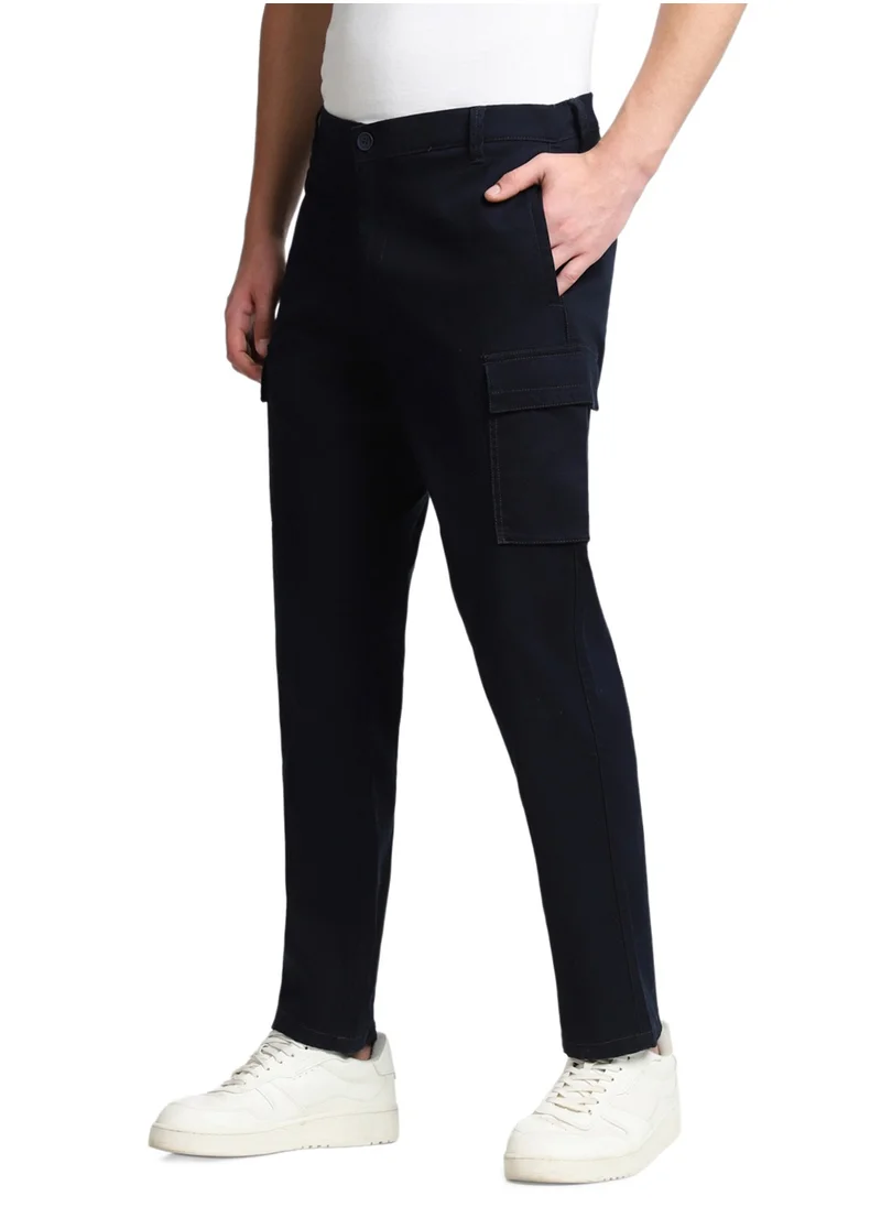 Dennis Lingo Navy Cargo Trousers for Men, Slim Fit, Cotton Lycra