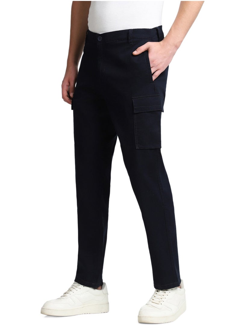 Dennis Lingo Navy Cargo Trousers for Men, Slim Fit, Cotton Lycra  - Image 2