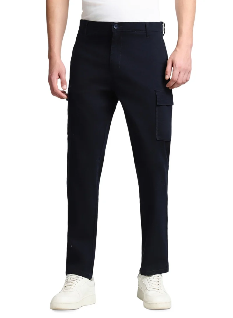 Dennis Lingo Navy Cargo Trousers for Men, Slim Fit, Cotton Lycra