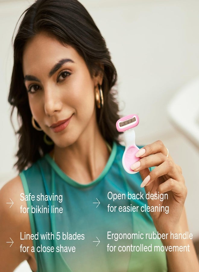 Qraa Namyaa Ultra Sensitive Mini Body Razor For Women | 2x Smoother And Long Lasting | Curve-Friendly, Smooth & Hassle-Free | 5 Blades | Pack of 1 - Image 3