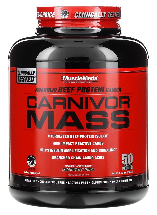 MUSCLEMEDS Carnivor Mass Anabolic Beef Protein Gainer Chocolate Fudge 5.83 lbs (2646 g) 