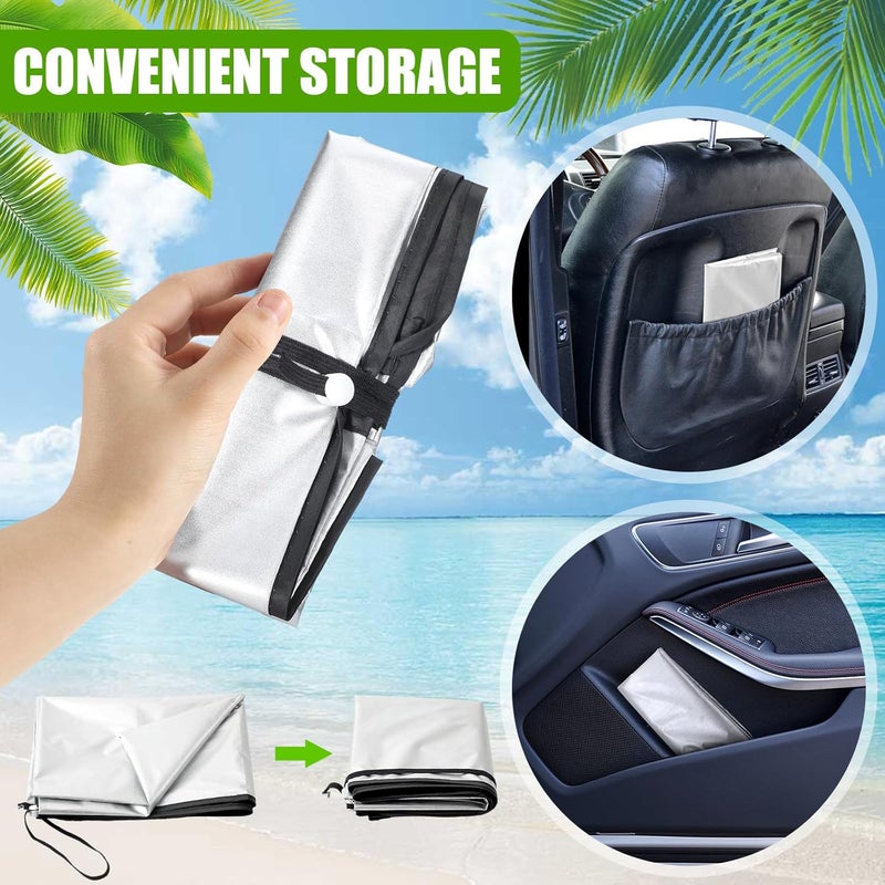 BBTO 2 Pcs Car Seat Sun Shade Cover Car Seat Cooler Toddler Car Seat Cover Heat Protector Reflective Baby Seat Covers Keep Baby Cool and Child Safety for Travel Strap StyleSilver Coated Cloth - Image 4