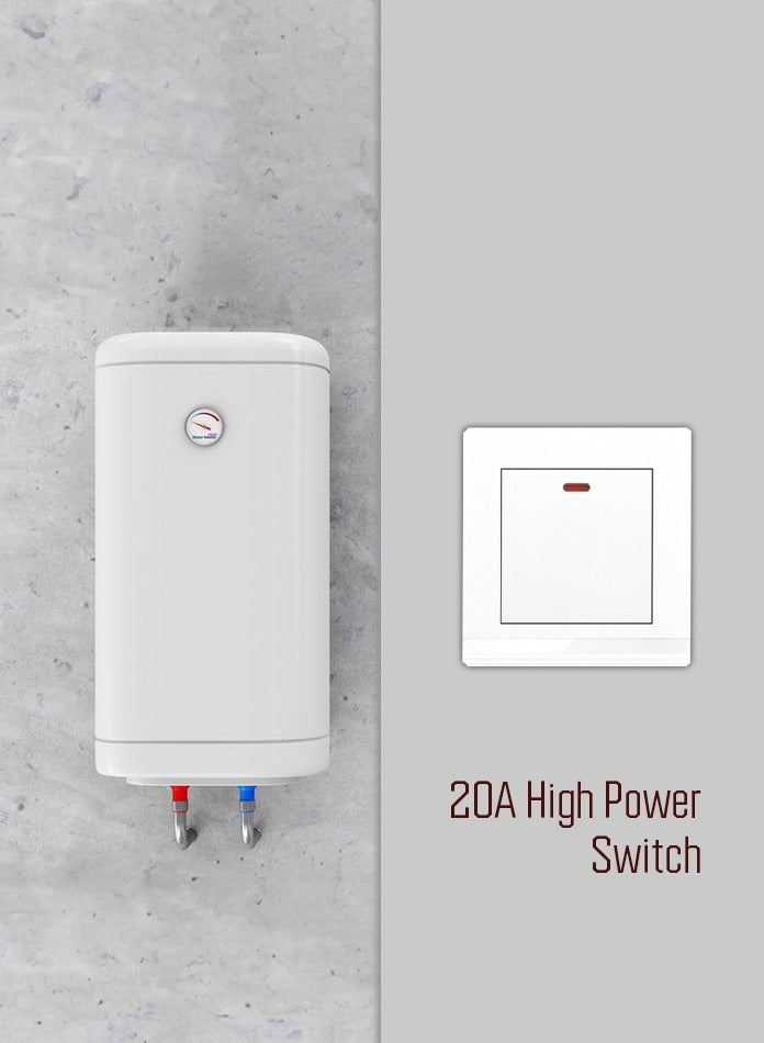 Vmax 20A Power Switch with Neon Indicator Light - White - 250V 1 Gang Double Pole Switch with Earth - Image 5