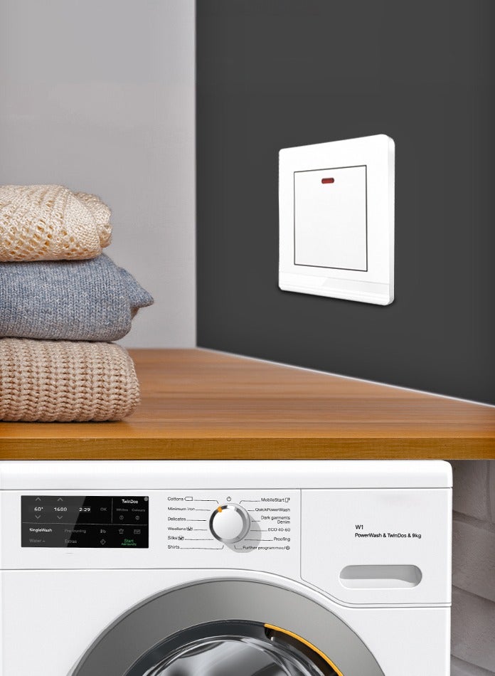 Vmax 20A Power Switch with Neon Indicator Light - White - 250V 1 Gang Double Pole Switch with Earth - Image 4