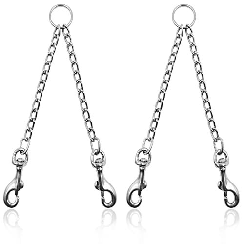 YuCool 2 Pieces Heavy Duty Double Dog Leash Metal Chain,YuCool Metal Dual Dog Leash Coupler,Tangle Free Extension Splitter Lead for 2 Dogs for Walking-Sliver - Image 1