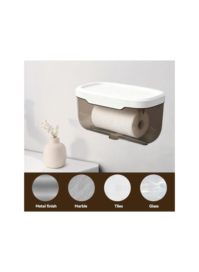 S-TOP Toilet Paper Holder Wall Mount,Wall Mounted Waterproof Bathroom Roll Holder, Plastic Transparent Full Covered Toilet Paper Roll Protector,for Bathroom Kitchen(Black) - Image 4