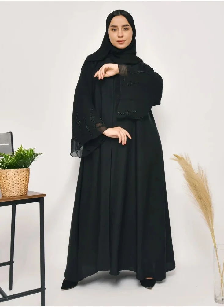 lamha abaya Elegance abaya with wide sleeves and black toe