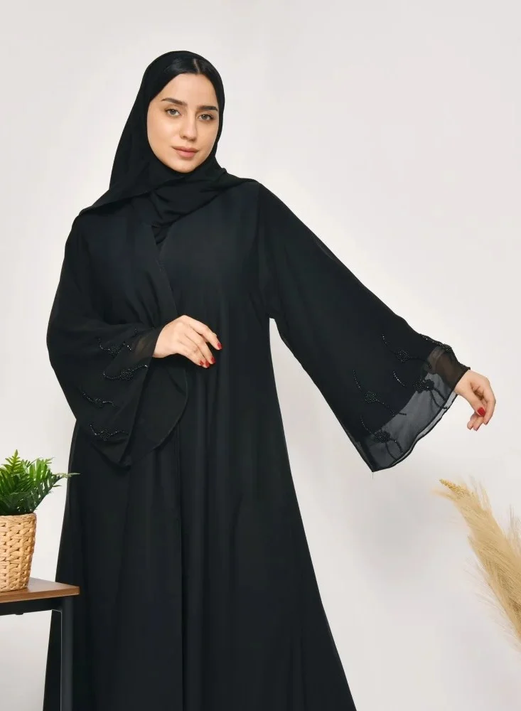 lamha abaya Elegance abaya with wide sleeves and black toe