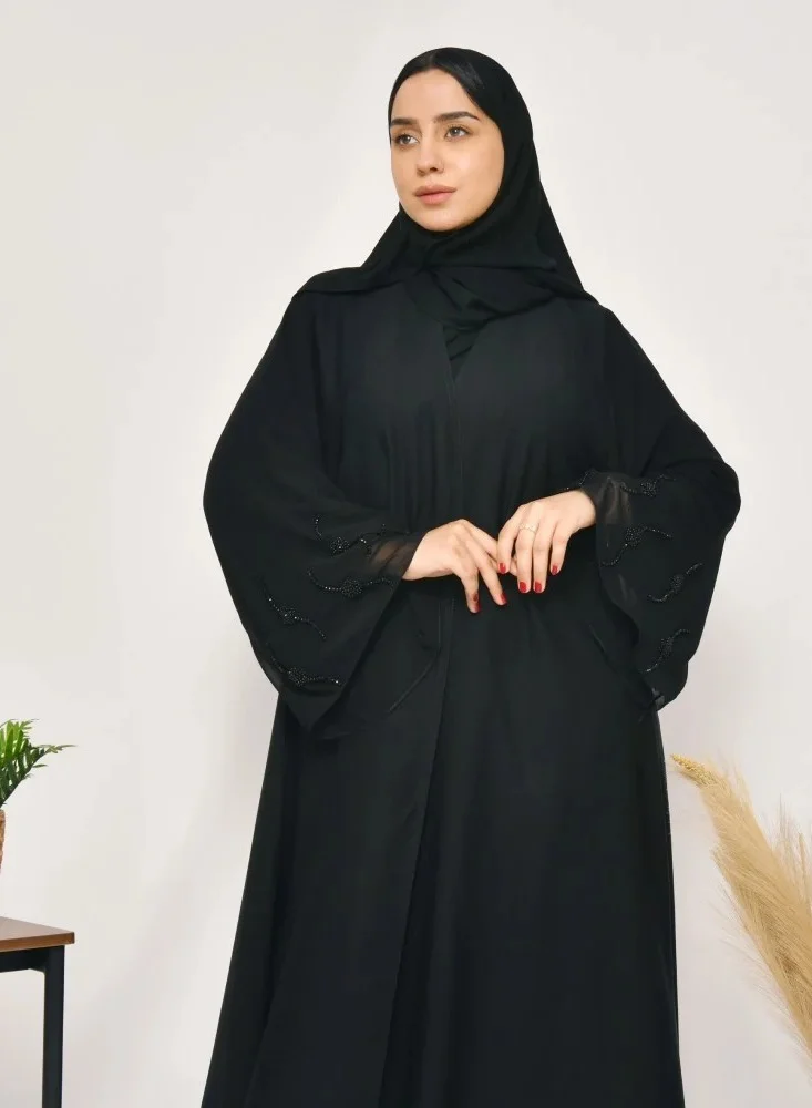 lamha abaya Elegance abaya with wide sleeves and black toe