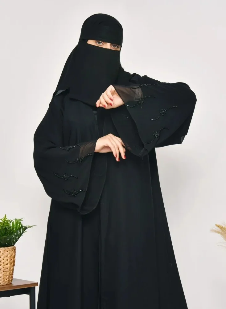 lamha abaya Elegance abaya with wide sleeves and black toe