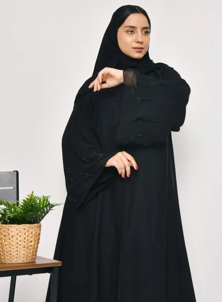 lamha abaya Elegance abaya with wide sleeves and black toe