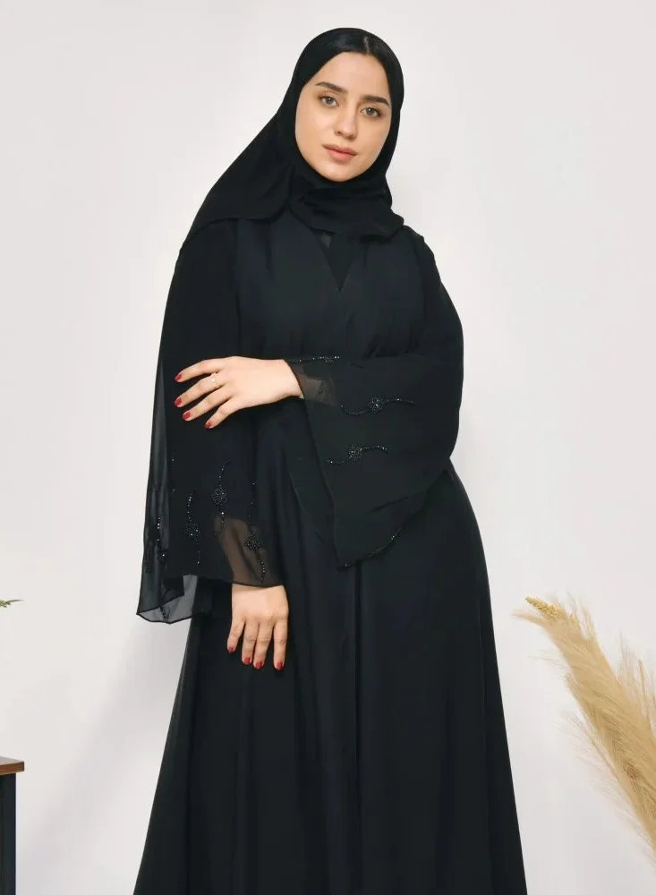 lamha abaya Elegance abaya with wide sleeves and black toe