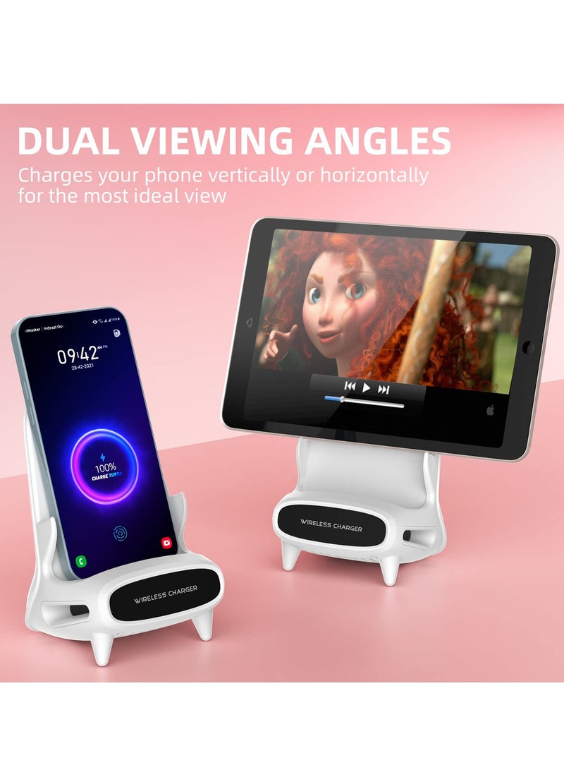 عربست حامل شاحن لاسلكي سريع 15 واط Qi مع تصميم مضخم للصوت، هدايا فريدة للرجال، هدايا أعياد الميلاد للنساء (بدون محول تيار متردد) - Image 3