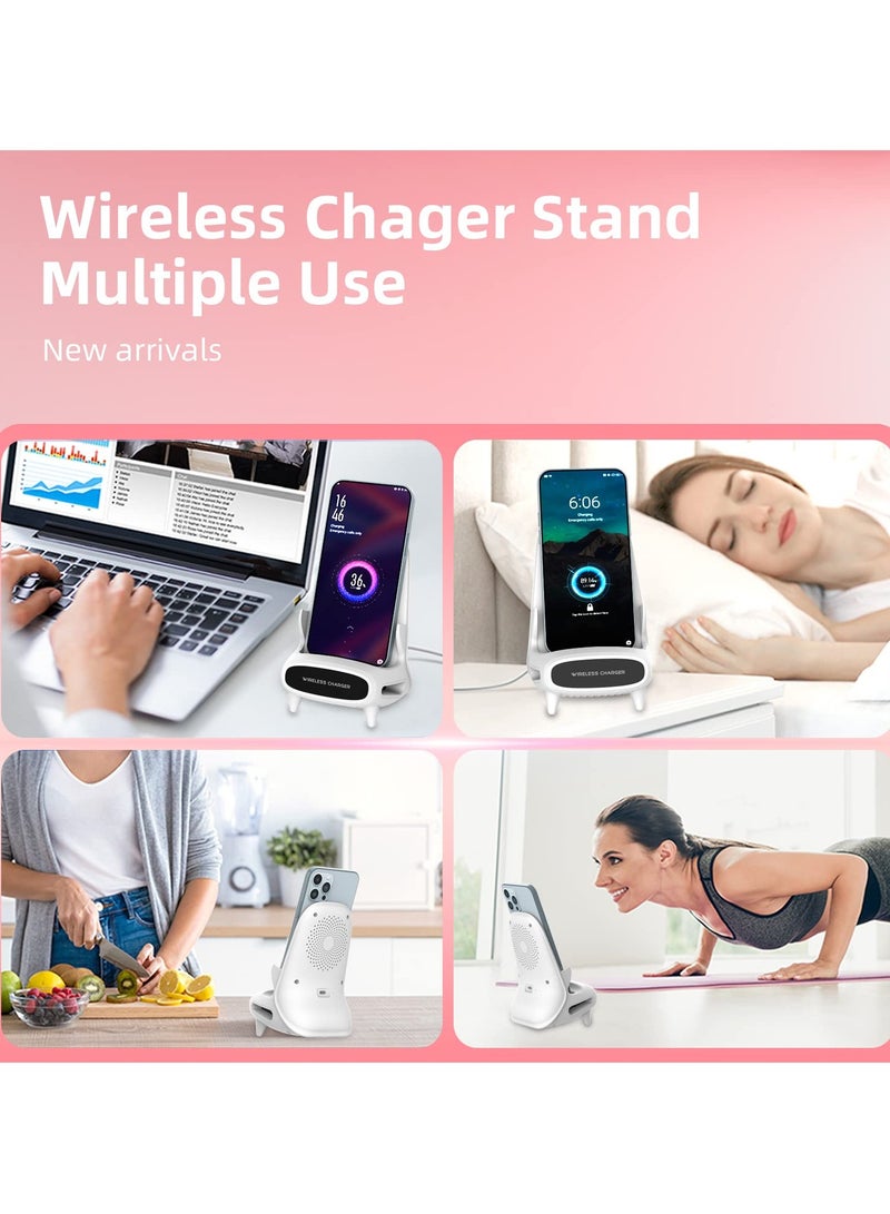 عربست حامل شاحن لاسلكي سريع 15 واط Qi مع تصميم مضخم للصوت، هدايا فريدة للرجال، هدايا أعياد الميلاد للنساء (بدون محول تيار متردد) - Image 4