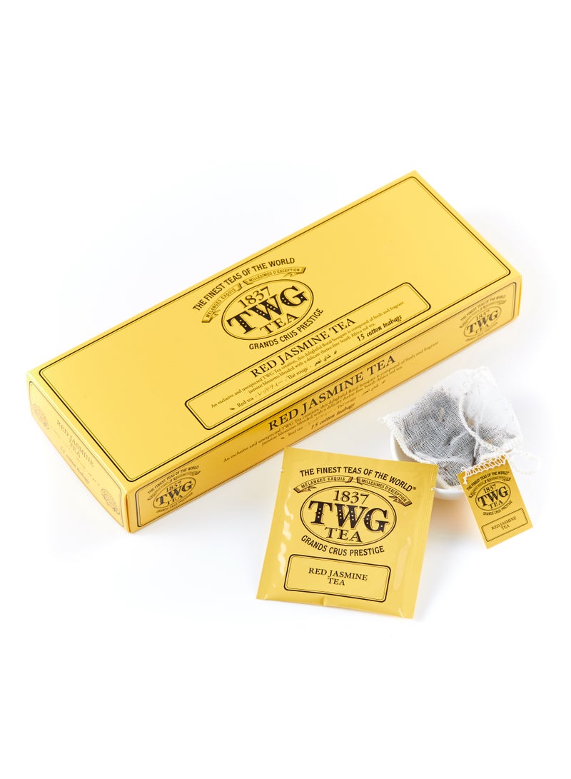 TWG Tea Red Jasmine Tea | Rooibos Tea | Jasmine Flower | 15 Hand Sewn Cotton Teabags | Gift Set - Image 1