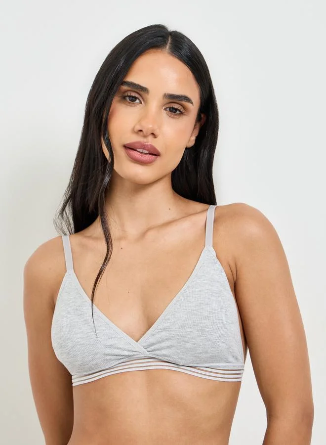 Take Two Solid Texture Padded Non Wired Regular Bra And Thong Lingerie Set