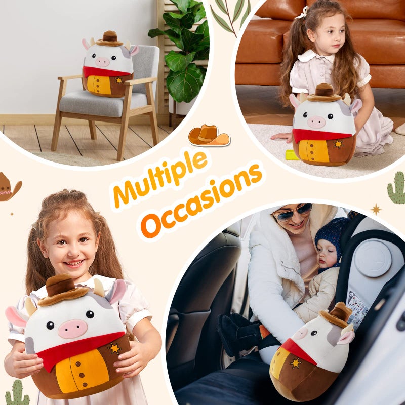 CozyWorld Cow Cowboy Plush Stuffed Animals Original Plushie Cute Soft Cuddle Pillow for Boys Girls 13 - Image 3