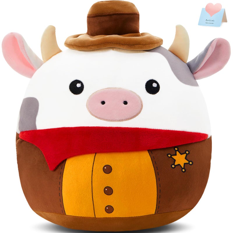 CozyWorld Cow Cowboy Plush Stuffed Animals Original Plushie Cute Soft Cuddle Pillow for Boys Girls 13 - Image 2