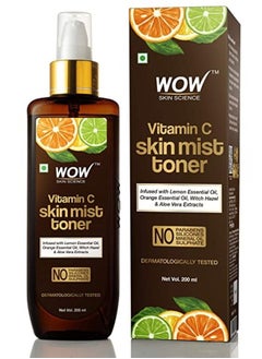 WOW Skin Science Vitamin C Skin Mist Toner with Lemon Essential Oil Orange Essential Oil With Hazel and Aloe Vera Extracts - For All Skin Types - No Parabens Silicones Mineral Oil & Sulphates - 200mL 