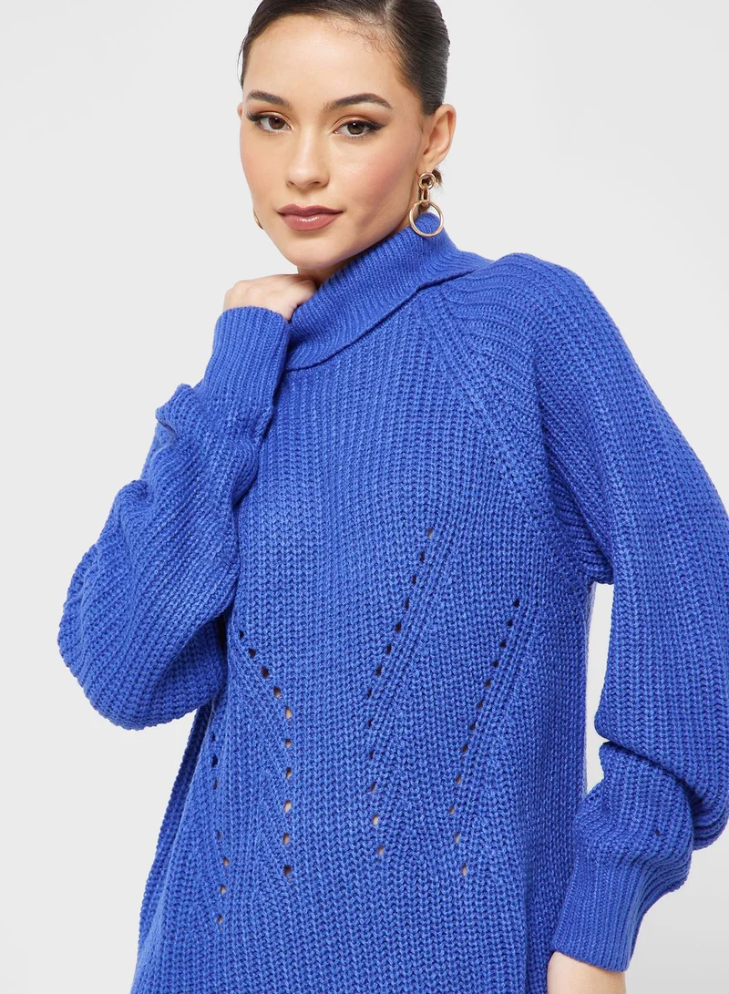 Jacqueline de Yong Turtle Neck Ribbed Dress