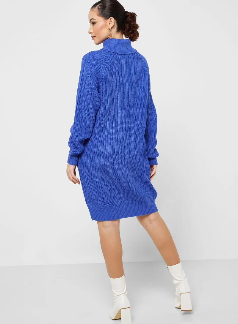 Jacqueline de Yong Turtle Neck Ribbed Dress