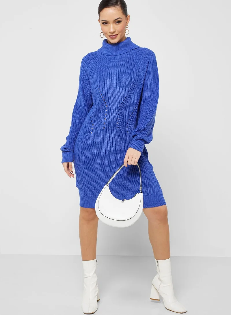Jacqueline de Yong Turtle Neck Ribbed Dress
