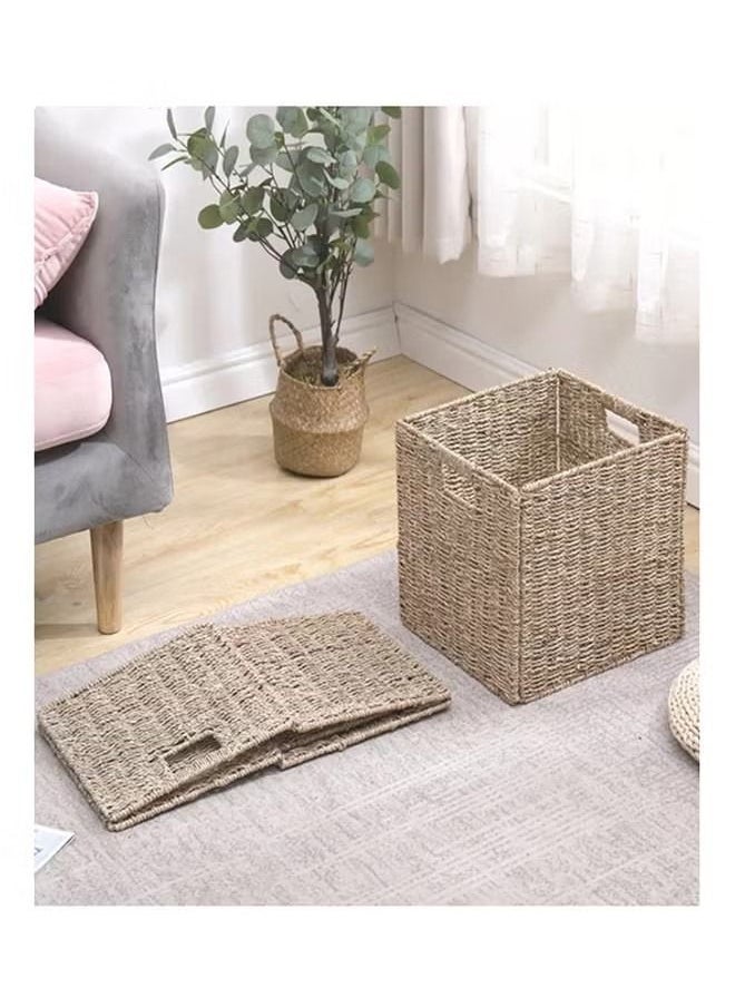 Goolsky Water Hyacinth Storage Basket ,Graciadeco Wicker Baskets for organizing, Folding Storage Cube Bins, Decorative Seagrass Shelf Basket , Storage Bins for Shelves Organizing or Decor