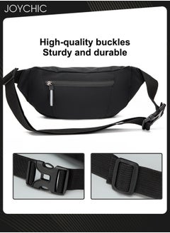 Joychic Men Casual Waterproof Waistpack Korean Style Trendy Chest Bag Wear-resistant Shoulder Crossbody Bag with Headphone Jack for Outdoor Sports Climbing Black  - Image 2