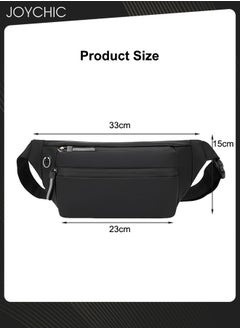 Joychic Men Casual Waterproof Waistpack Korean Style Trendy Chest Bag Wear-resistant Shoulder Crossbody Bag with Headphone Jack for Outdoor Sports Climbing Black  - Image 5