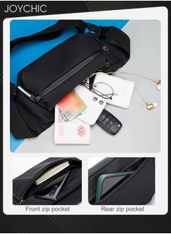 Joychic Men Casual Waterproof Waistpack Korean Style Trendy Chest Bag Wear-resistant Shoulder Crossbody Bag with Headphone Jack for Outdoor Sports Climbing Black  - Image 3