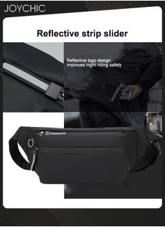 Joychic Men Casual Waterproof Waistpack Korean Style Trendy Chest Bag Wear-resistant Shoulder Crossbody Bag with Headphone Jack for Outdoor Sports Climbing Black  - Image 4