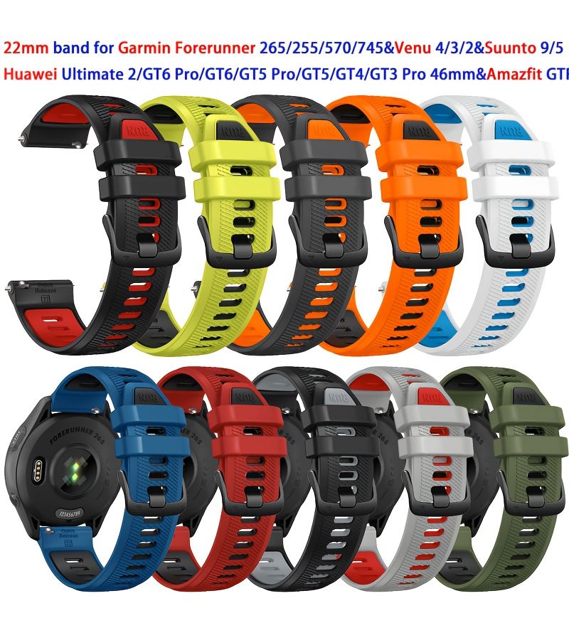 White Blue Universal Sport Watchband Two Tone Diagonal Texture 22mm for 26 Sports Running - Image 1