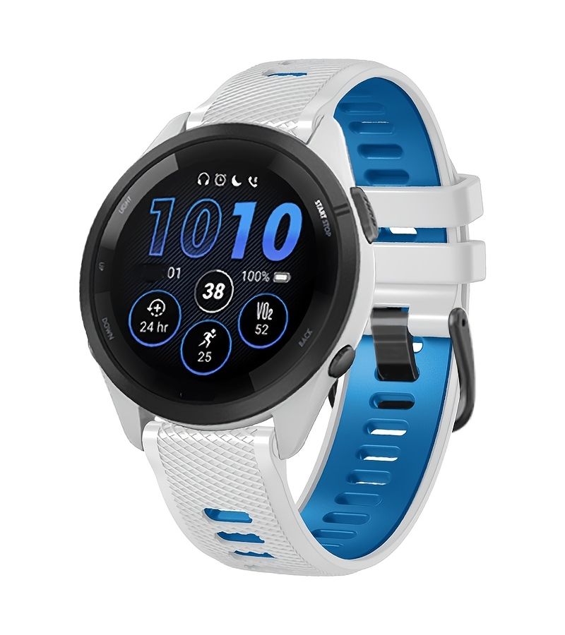 White Blue Universal Sport Watchband Two Tone Diagonal Texture 22mm for 26 Sports Running - Image 2