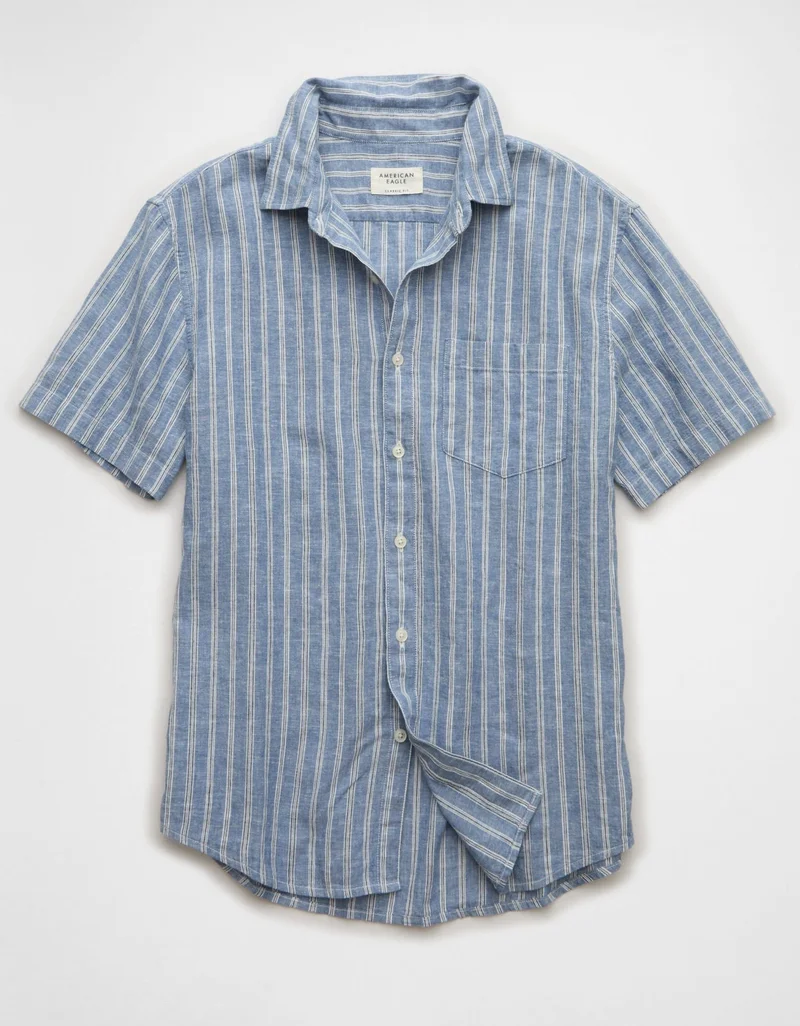 American Eagle  AE Short-Sleeve Button-Up Shirt for Men | Best Price UAE