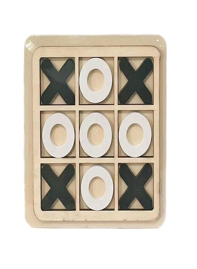 Bhavya Optic Parent-Child Interaction Wooden Board Game XO Tic Tac Toe Developing Brain Intelligent Educational Toys (Black) - Image 1