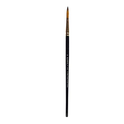 Kamal Wood Round Golden Black Synthetic Hair Taklon Paint Brushes for Oil, Nail, Artist Acrylic Painting - Set of 4 - Image 5