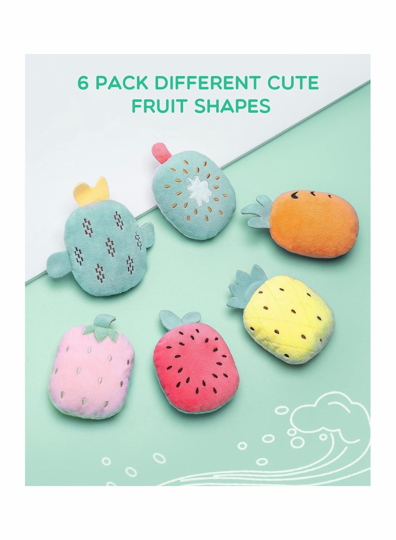 Cat Catnip Toys, 6 Pcs Pillows Cat Crinkle Toys, Rattle Sound, Cat Toys for Indoor Cats Interactive with Cute Fruits Set, Assorted Kitty Toys, Cat Teething Chew Toy with Plush Gift