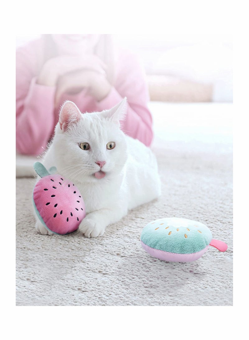 Cat Catnip Toys, 6 Pcs Pillows Cat Crinkle Toys, Rattle Sound, Cat Toys for Indoor Cats Interactive with Cute Fruits Set, Assorted Kitty Toys, Cat Teething Chew Toy with Plush Gift