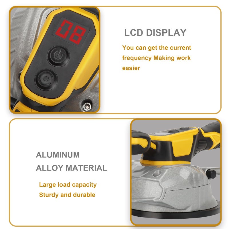 Brngeqi Tile Vibration Tool For Dewalt 20V Battery  Tile Vibration Leveling Machine With 8 Speed  Suction Cup  Digital Display Max 25000R/Min  150W Tile Suction Cup Tool For Floor Wall (Tool Only) - Image 3