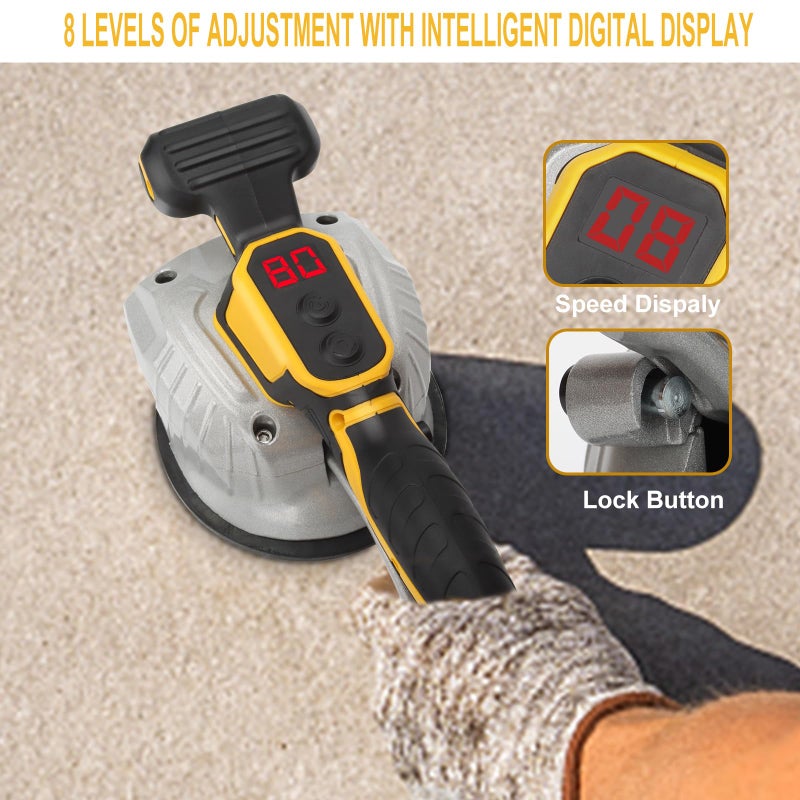Brngeqi Tile Vibration Tool For Dewalt 20V Battery  Tile Vibration Leveling Machine With 8 Speed  Suction Cup  Digital Display Max 25000R/Min  150W Tile Suction Cup Tool For Floor Wall (Tool Only) - Image 2