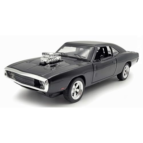 DARVICE 132 Fast Furious Racing Cars Toy Dodge Charger Toy Car Model Alloy Diecast Metal Car with Sound Light Model Toys for Boys Gifts Collection, Black - Image 1