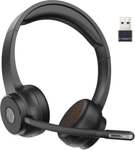 EKSA H16 Wireless Headset with AI Noise Cancelling Microphone, Bluetooth V5.2 Headphones with 2.4G USB Dongle & Mic Mute, 55Hours Playtime for Computer/Laptop/PC - Image 1