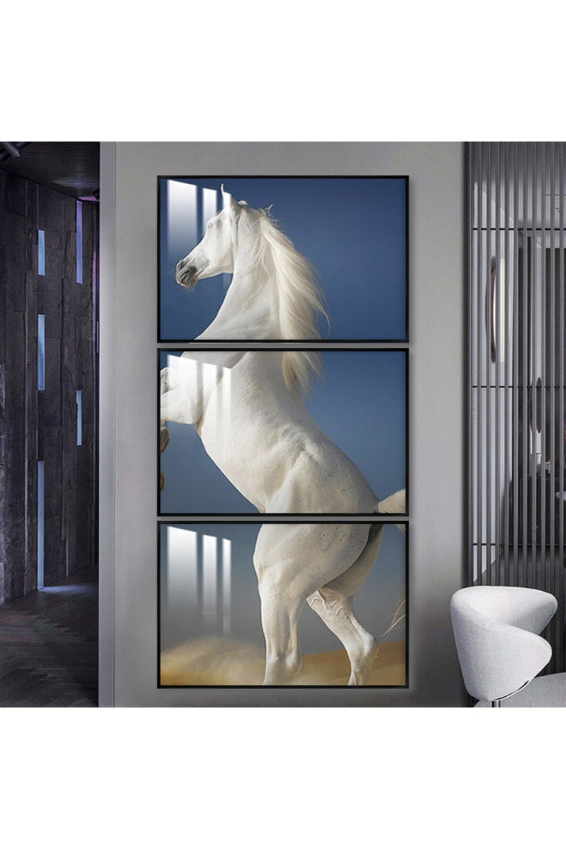 Marktna Three wooden wall painting with a frame and a clear acrylic layer - Image 1