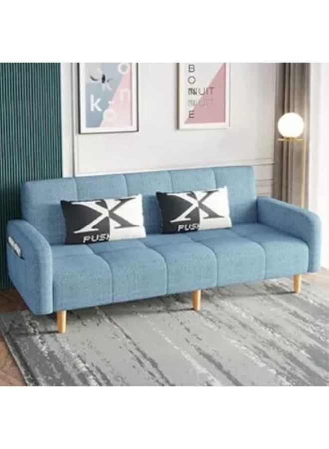 Karnak 2 Seater Sofa, Upholstered Couch for Living Room, Modern Sofa with Padded Cushion, Linen Tufting With Wooden Legs for Living Room Color (Light Blue)