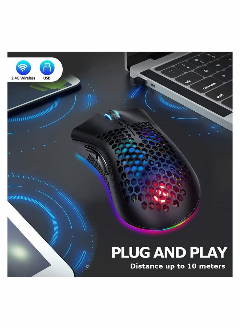 Captaintech Wireless Gaming Mouse, Gaming Mice with Honeycomb Shell, 7 Sensitive Buttons, RGB Backlight, 3 Adjustable DPI, Ergonomic USB Optical Wireless Mouse for Laptop, PC, Computer, MacBook  - Image 4